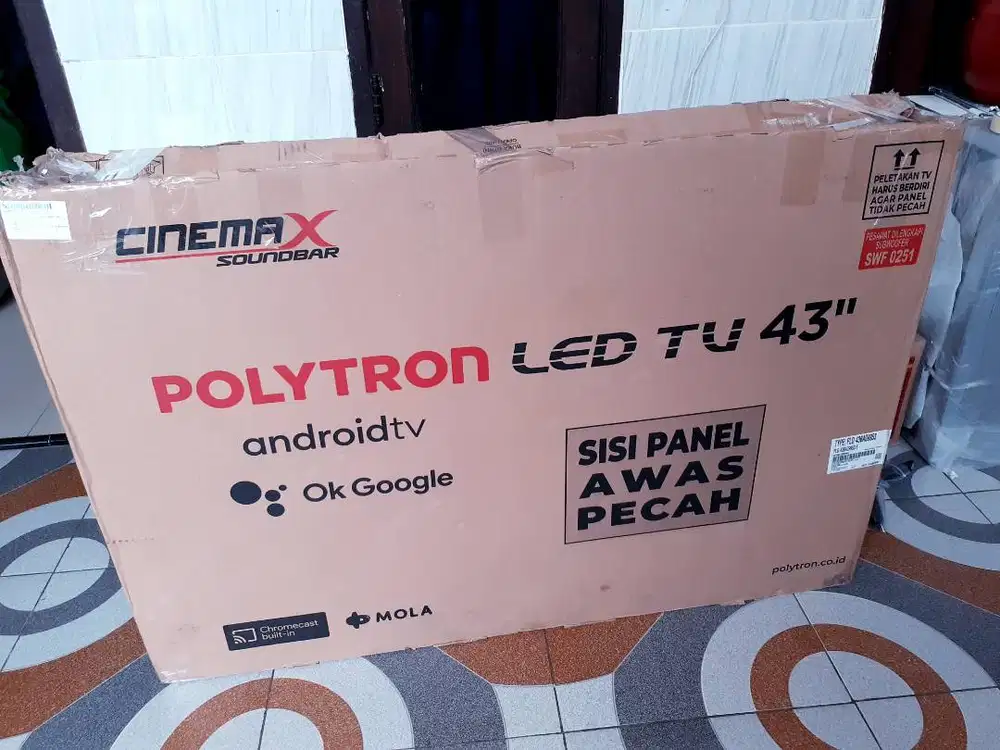 TV LED ANDROID POLYTRON 43IN FHD DIGITAL TV NETFLIK YOUTUBE GARANSI
