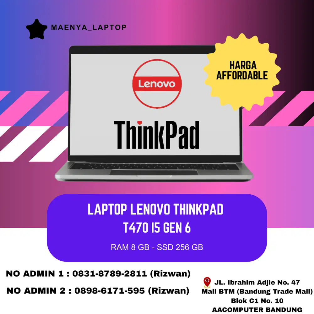 LAPTOP LENOVO THINKPAD T470 | I5 GEN 6 | RAM 8GB | SSD 256GB