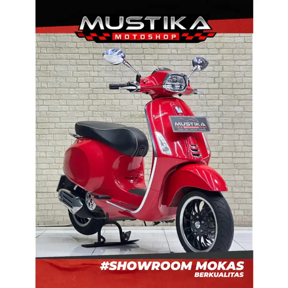 Perfect Condition!!Vespa sprint ABS 2021 Red Plat Jatim Mulus-Mustika