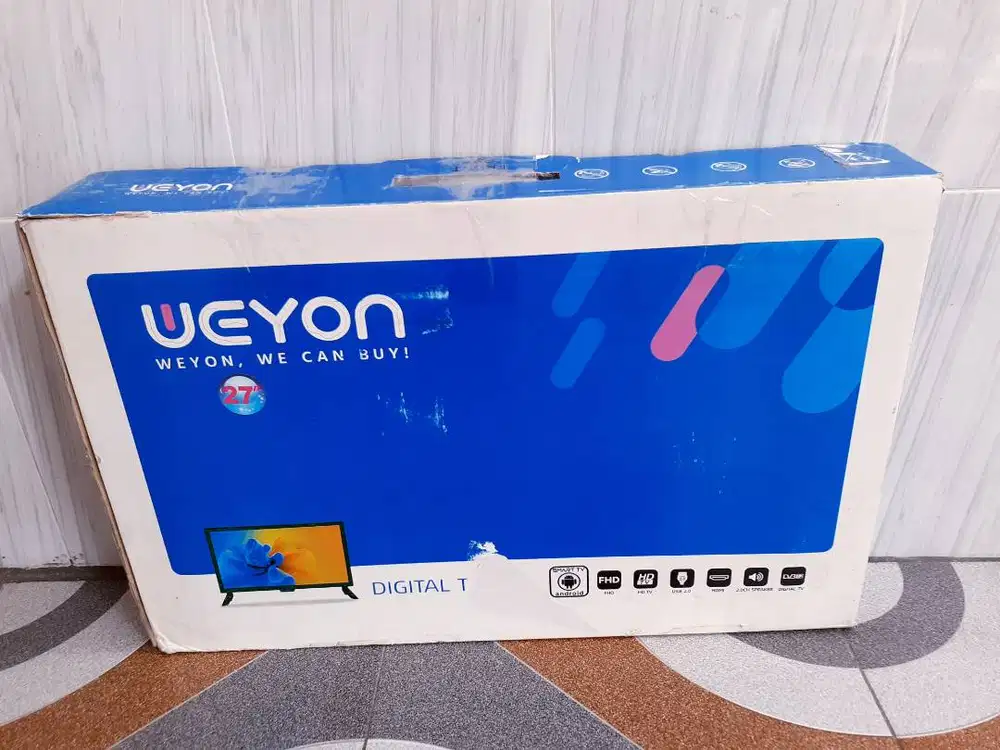 TV LED SMART WEYON 27in Digital Youtube Minus Flax hitam dikit