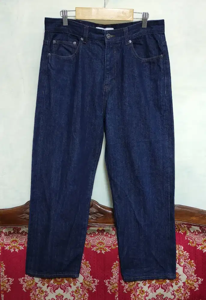 Celana Jeans Beslow Blue Indigo Selvedge Redline Uniqlo Wide 32-33