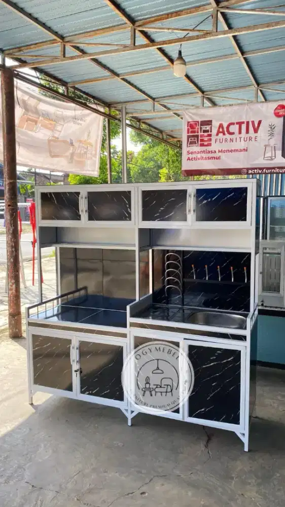 Promo sale kitchen set acp warna putih motif marmer termurah