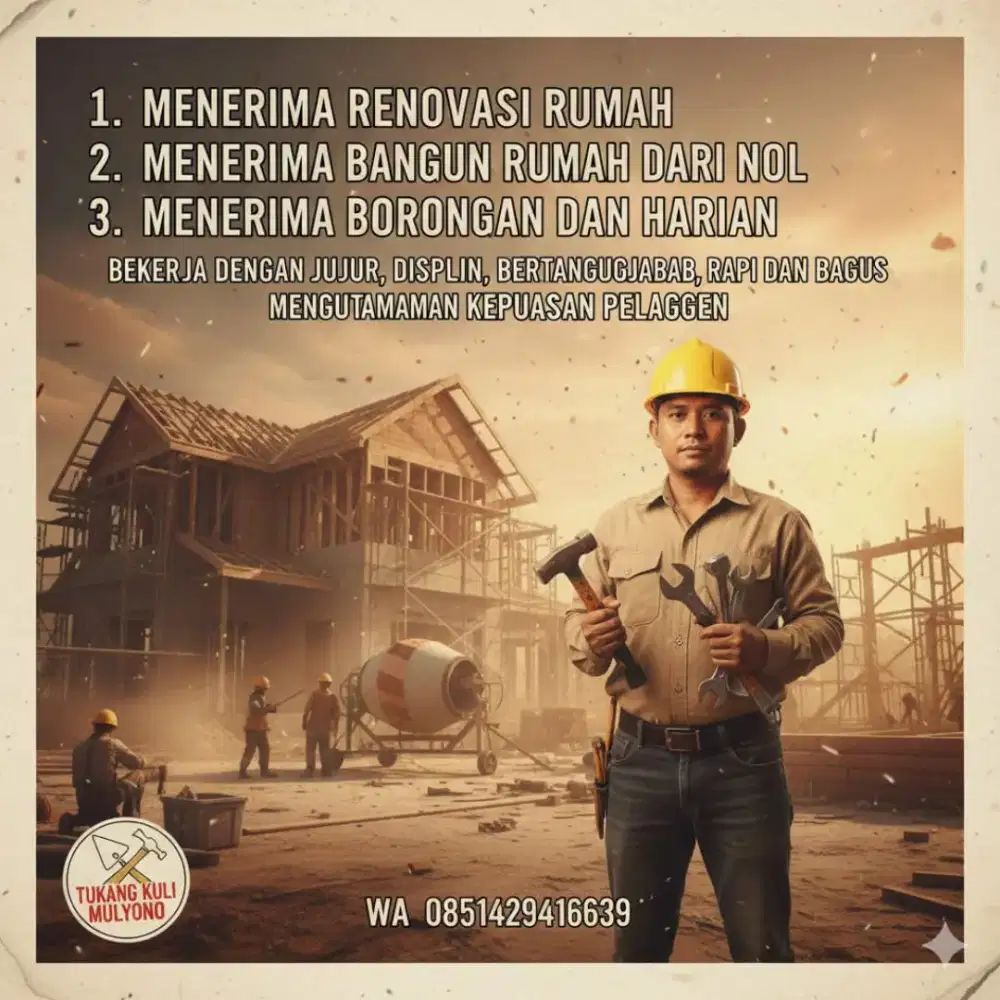 Jasa tukang bangunan harian dan borongan