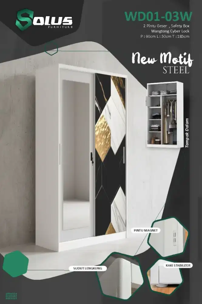 Lemari Besi murah, Pintu Full Sleding