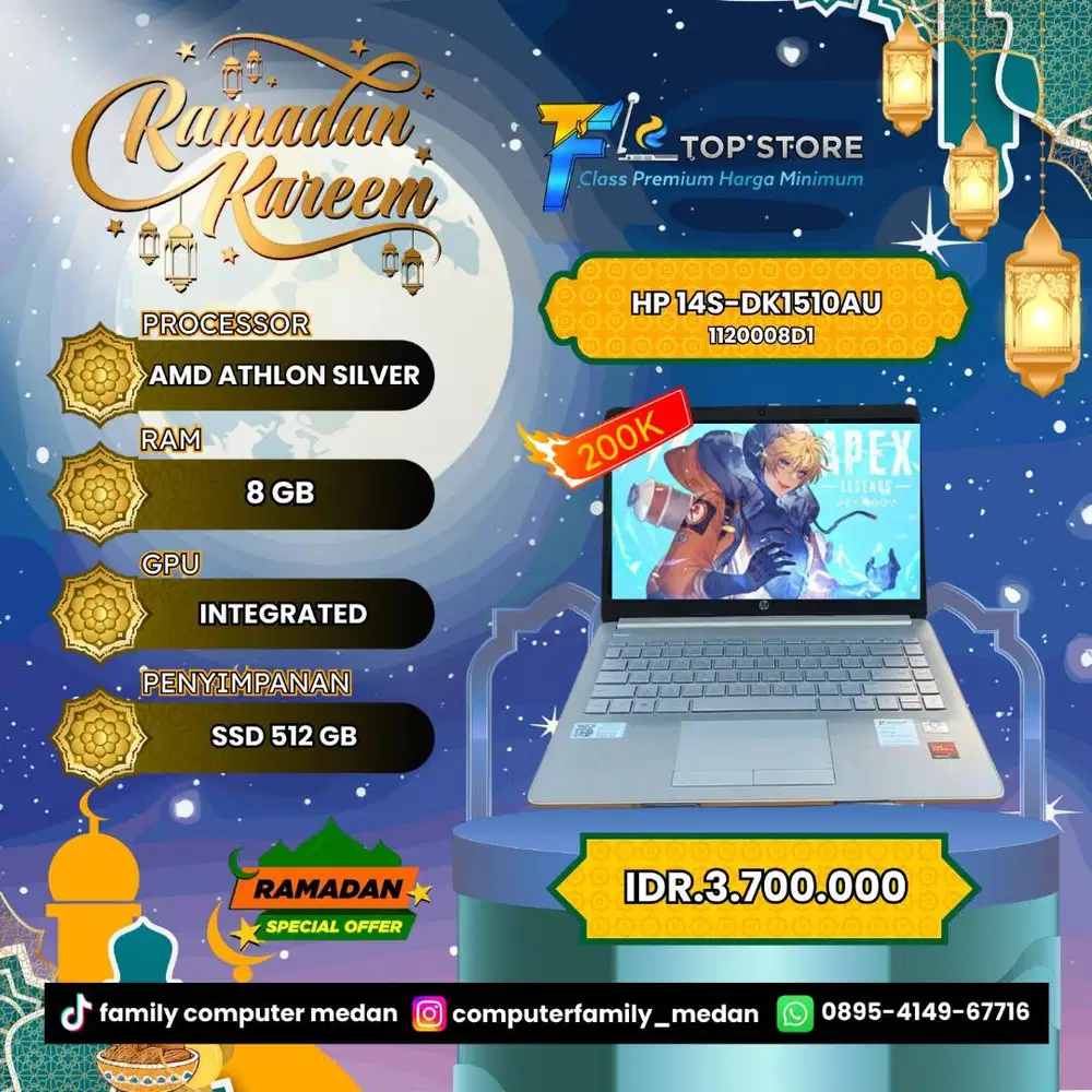 HP 14S-DK1510AU AMD ATHLON SILVER RAM 8/512GB