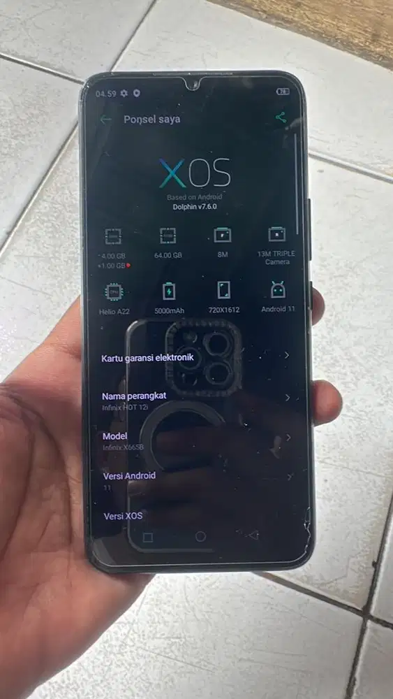 Infinix Hot 12i ram 4+1/ 64 no minus