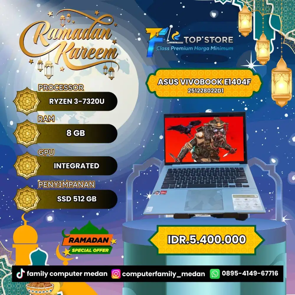 ASUS VIVOBOOK E1404AF AMD RYZEN 3 7320U RAM 8/512GB