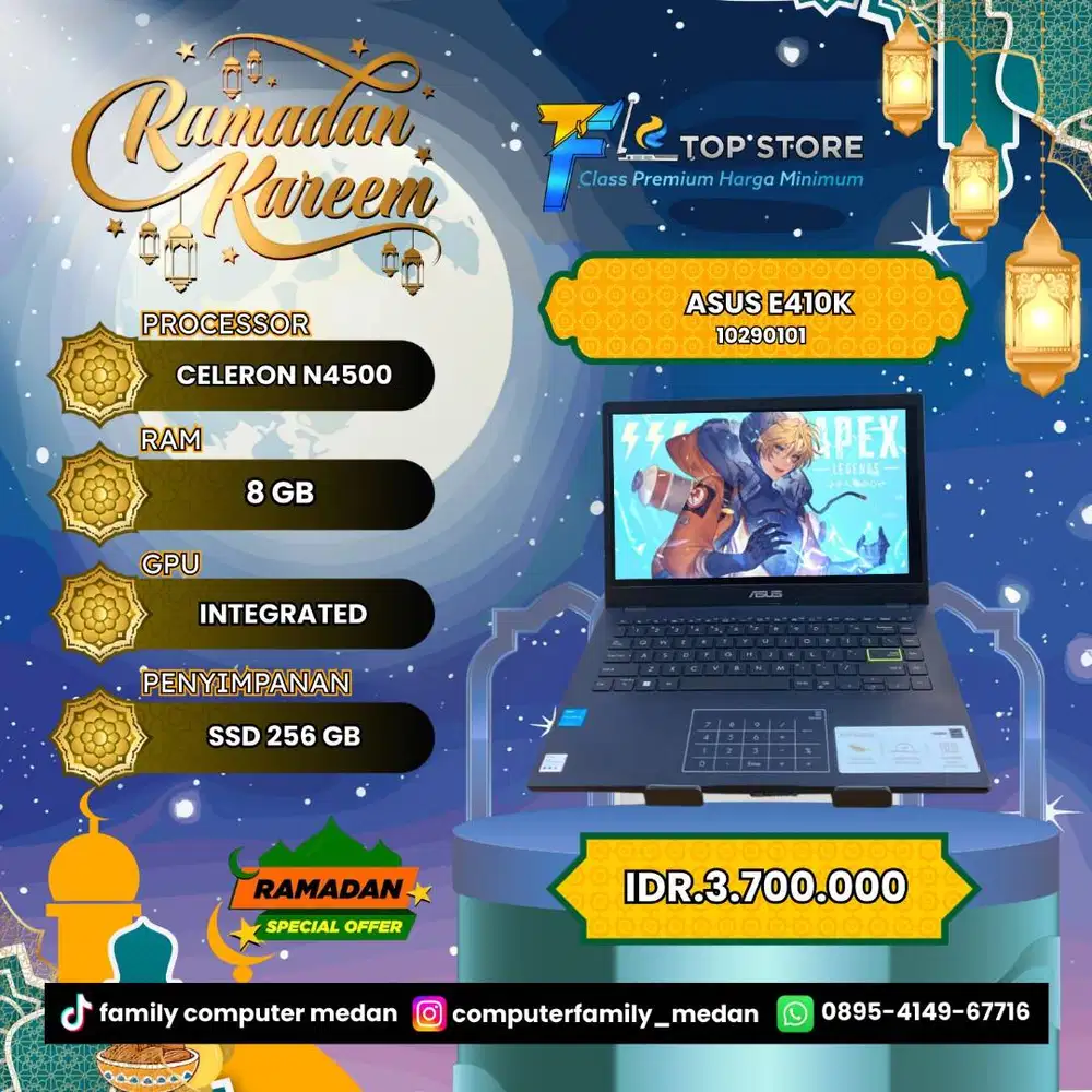 ASUS E410K CELERON N4500 RAM 8/256GB-BACKLITE-NUMPAD