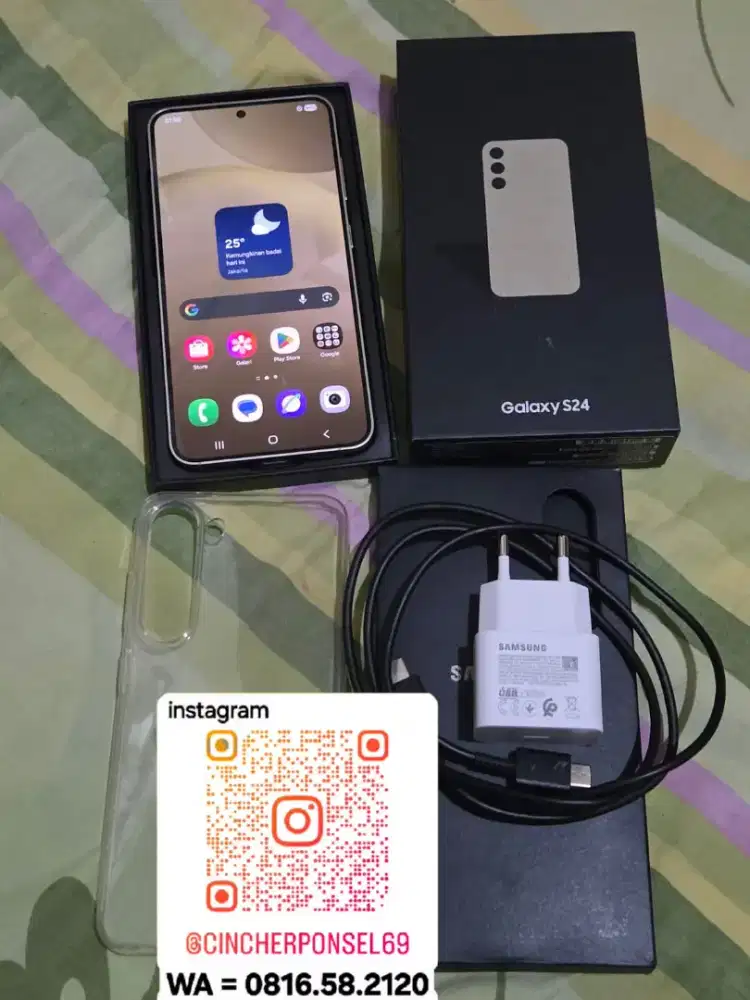 Jual hp likenew Samsung s24 8/512  5g grns sein istimewa free adaptor