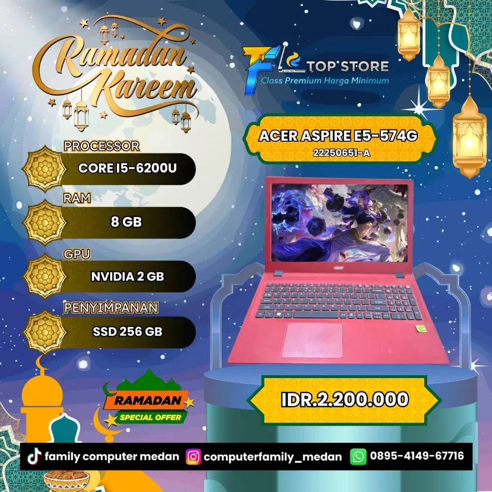 ACER ASPIRE E5-574G INTEL CORE I5-6200U SSD 256/NVIDIA 2GB