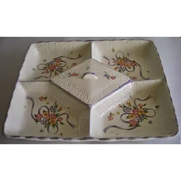 Vintage unik tempat kue dan permen keramik ribbon flower Tominaga