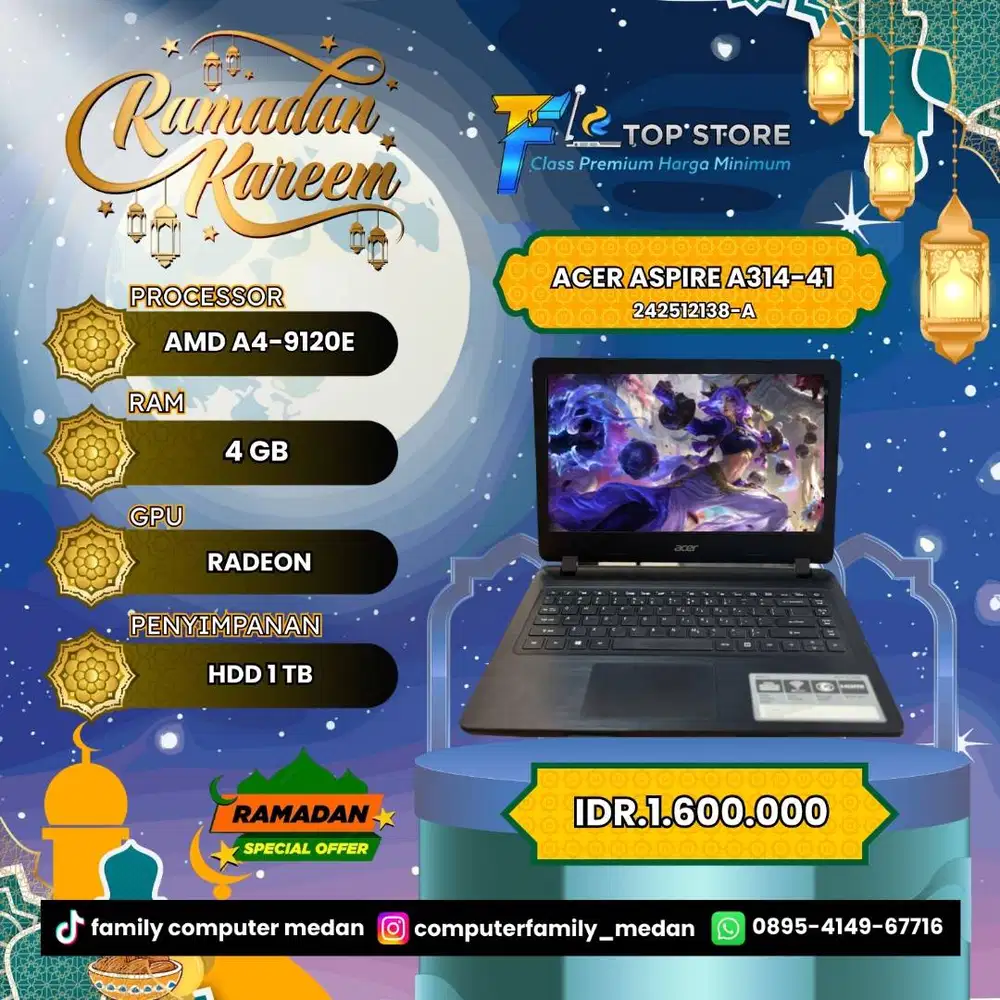 ACER ASPIRE A314-41 AMD A4-9120E HDD 1TB/4GB