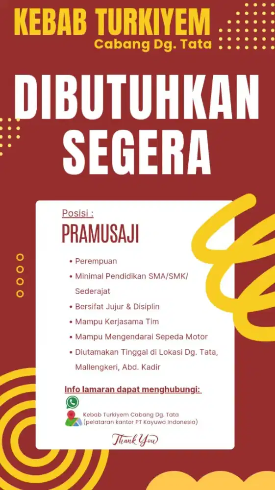 Pramusaji Kedai Kebab Turkiyem Cabang Daeng Tata