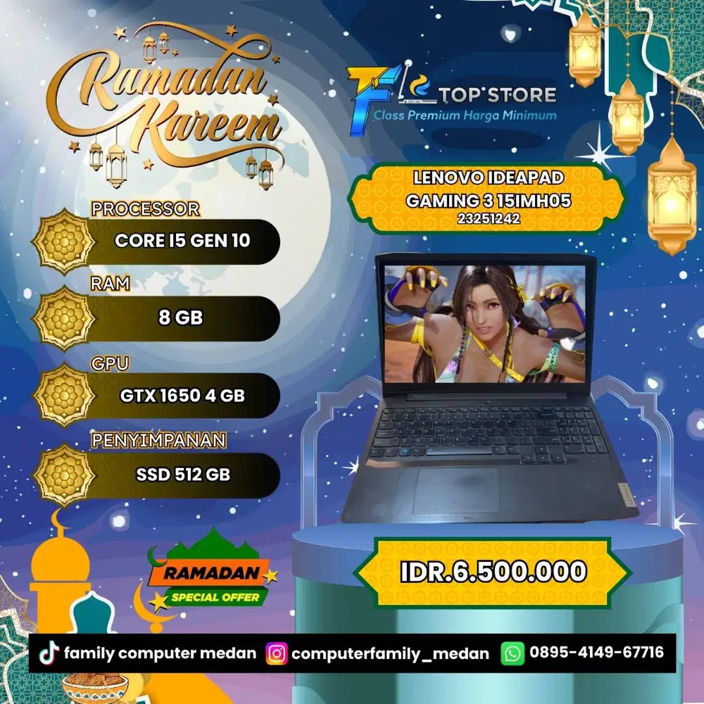 LENOVO IDEPAD GAMING 3 15IMH05 CORE I5 GEN 10 SSD 512/8GB