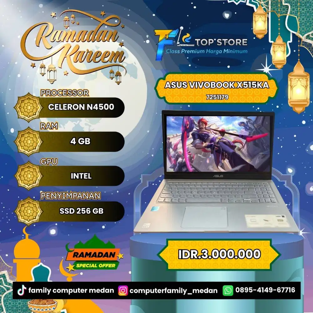 ASUS VIVOBOOK  X515KA CELERON N4500 SSD 256/4GB