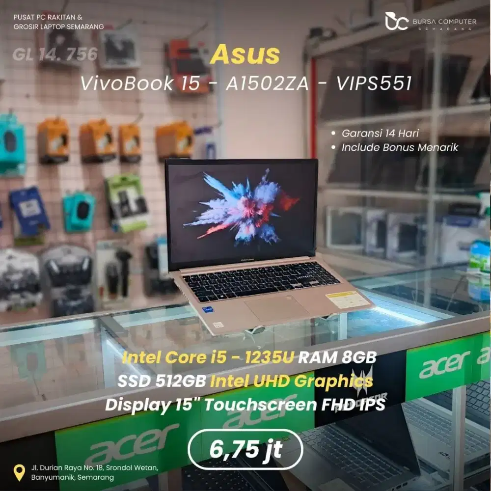 ASUS Vivobook 15-A1502ZA | Core i5 1235U 8GB 512GB Touchcsreen