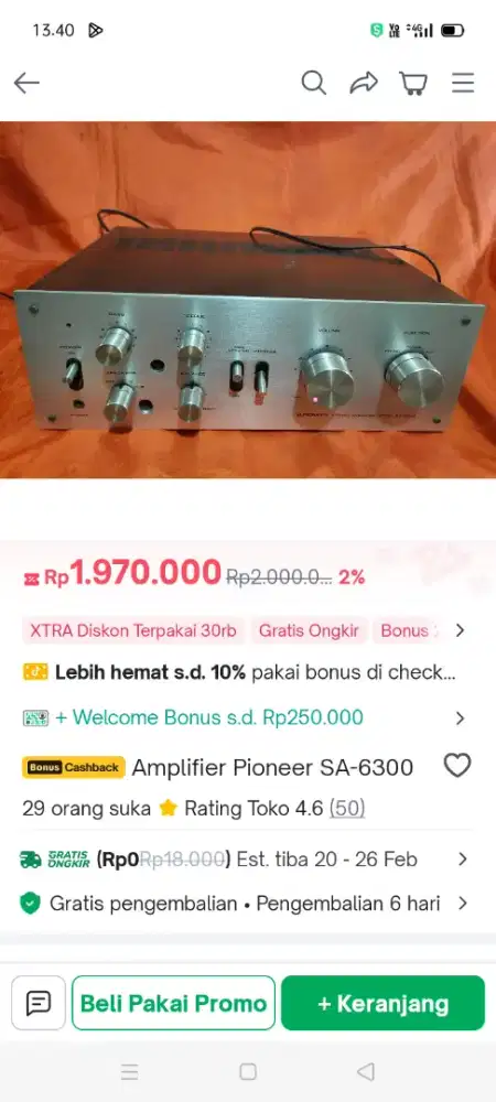 Integrated amplifier PIONEER seri SA-6300