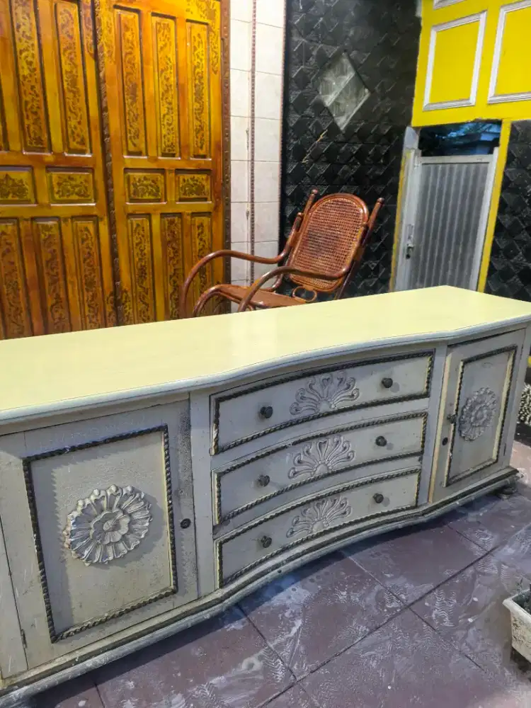 Lemari TV / Buffet dan Meja Rias + Kaca besar bahan kayu jati
