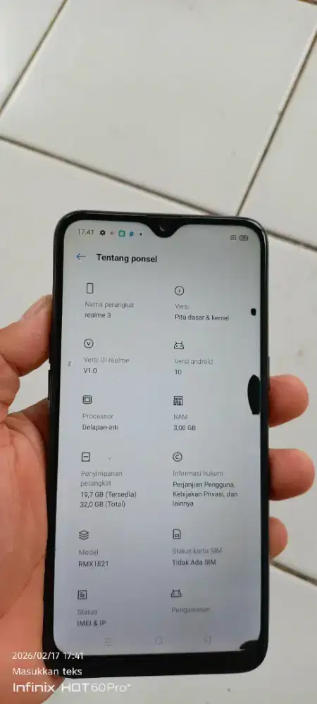 Realme 3.  3/32 minus noda item normal smua orian