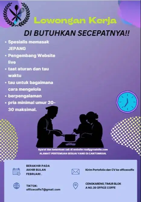 LOKER MEMASAK DANN BERPENGALAMAN