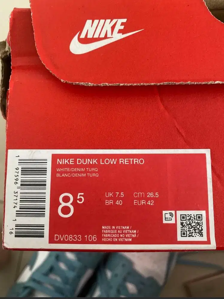 Nike Dunk Low Retro Blanc Denim Turq