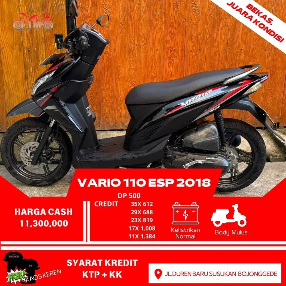 HONDA VARIO 110 ESP 2018 PROMO DP 500 RB ANGSURAN TERMURAH