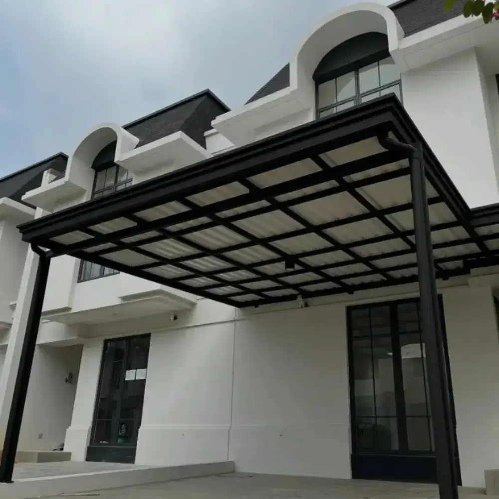 Kanopi atap alderon double layer rangka besi holo galvanis