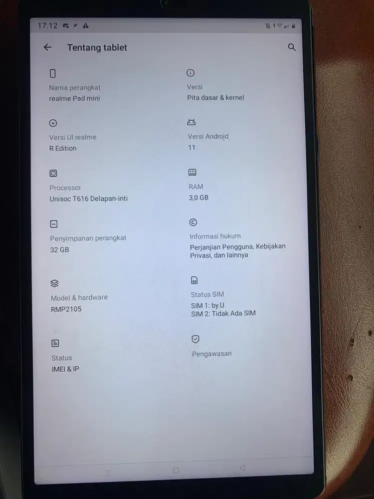 Realme pad mini 4G ram 3/32