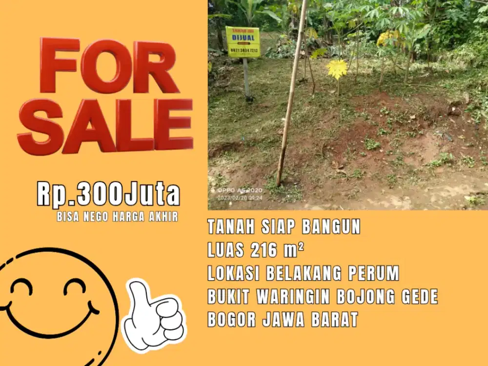 JUAL TANAH SIAP BANGUN LUAS 216 LOKASI BOGOR JAWA BARAT