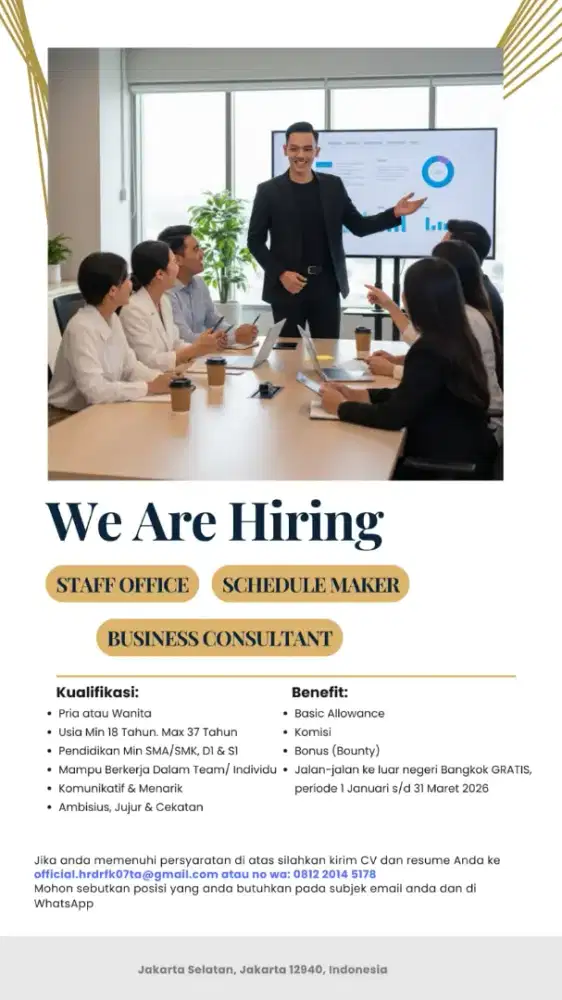 Butuh Kerja. Cek Flayer dan kirim cv sekarang!!!