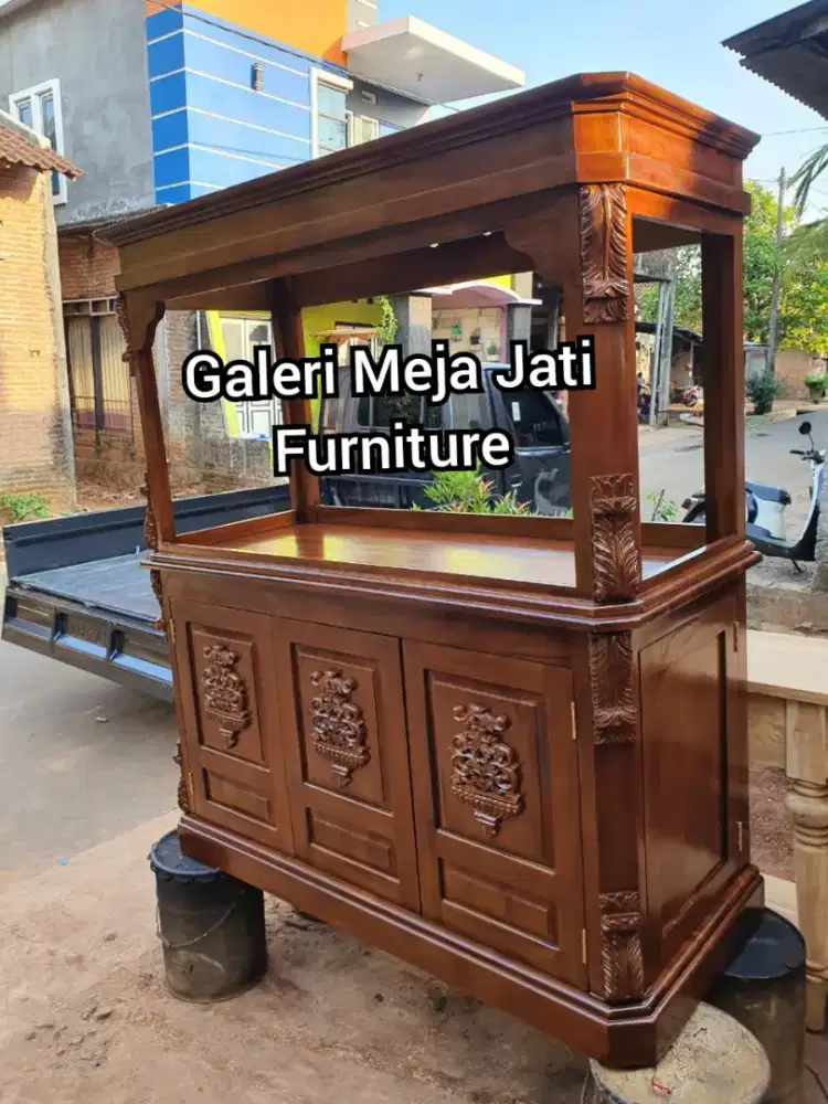 meja aquarium ukir doof minimalis