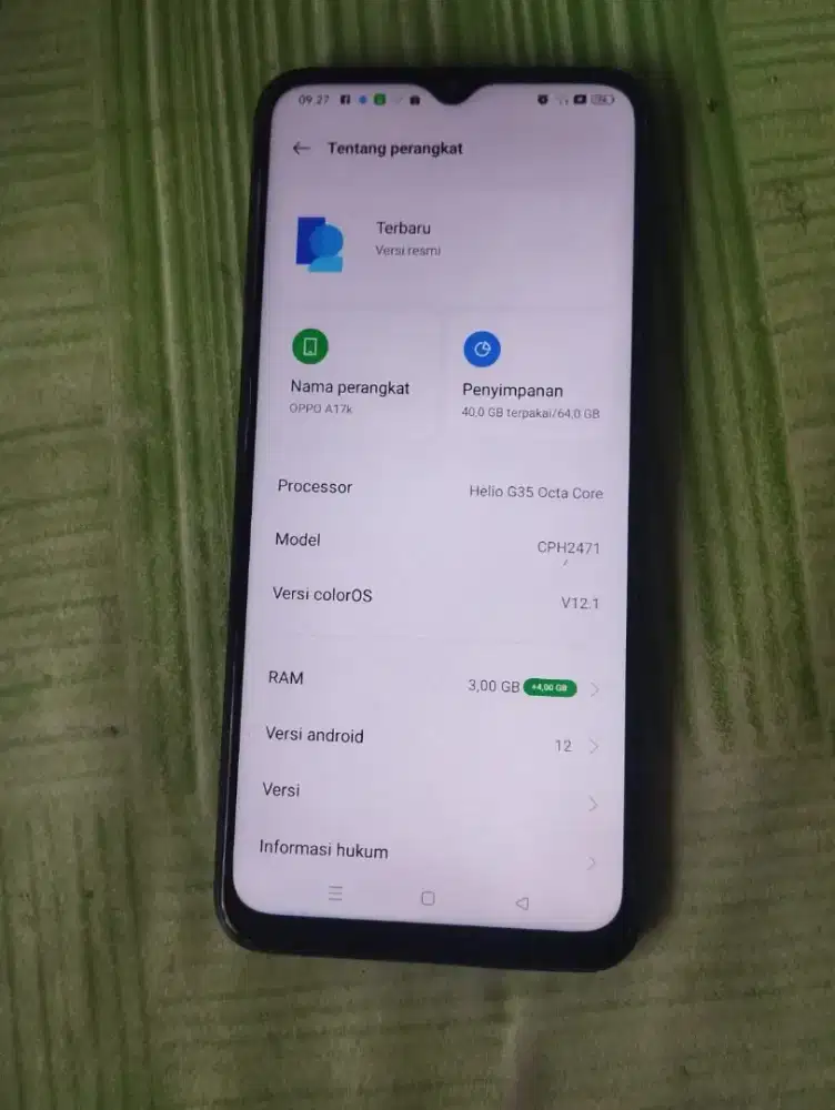 Oppo a17k ram 3+1/64 mulus no minus