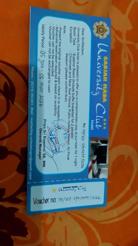 voucher gajah mada university hotel bintang 3