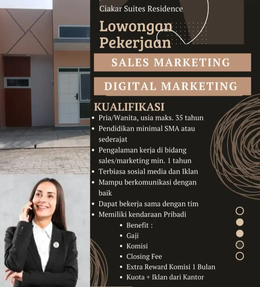 Lowongan kerja Sales Marketing Property dan Digital Marketing