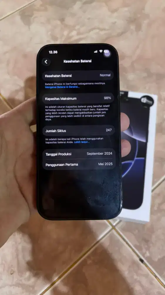 iPhone 16 Pro 256GB  BH 98%  Garansi september 2026 mulus 99% ibox