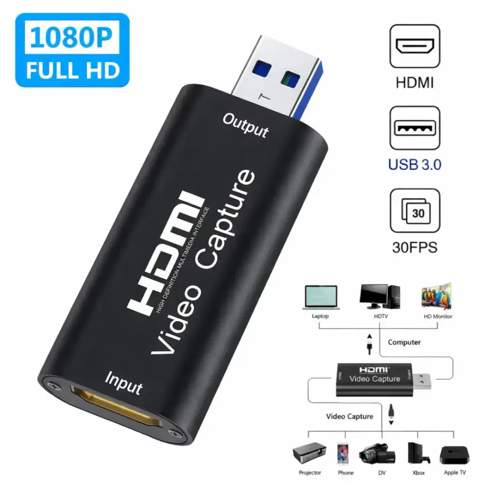 HDMI Video Capture USB 3.0 HDTV 4K Converter FHD 1080p 60fps Recording
