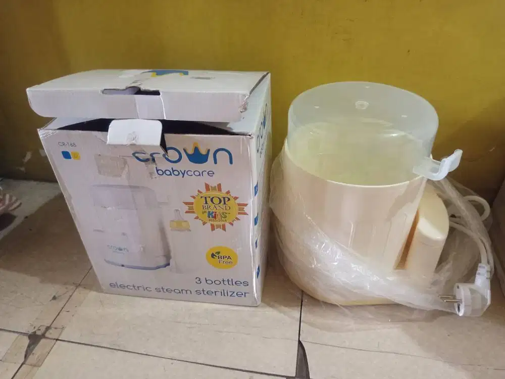Crown baby care electric sterilizer 3bottles steril & steamer botol