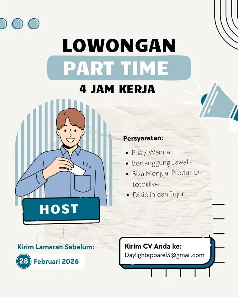 Lowongan Kerja Part Time Host LiveStreaming
