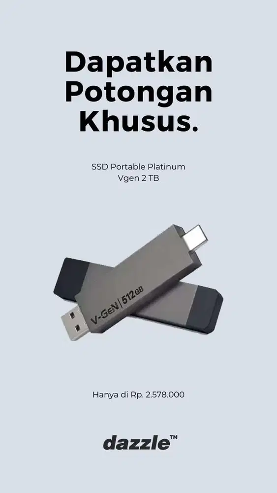 SSD PORTABLE VGEN 2 TB GARANSI 5 TAHUN