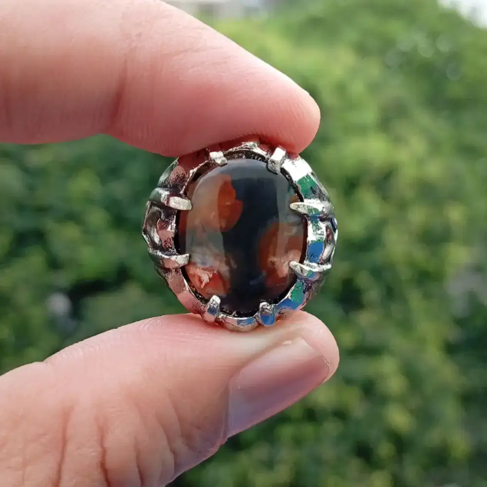 Batu Karang Nunggal Agate Chalcedony 11.8 ct ring Alfaka Ukir
