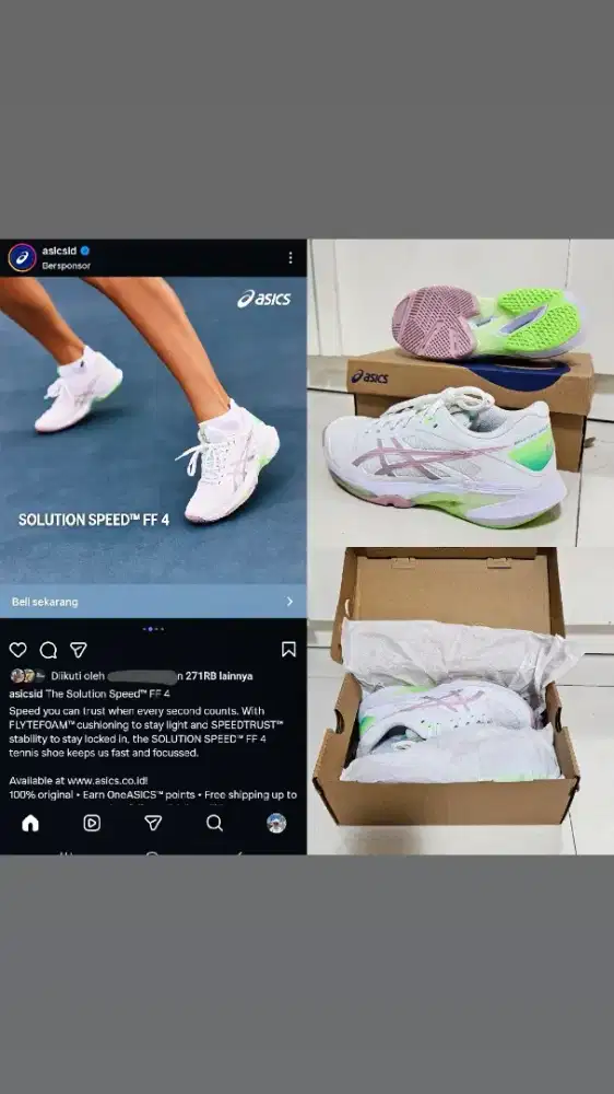 Dijual cepat sepatu Tenis/Padel Asics Solution Speed FF4 ORI & Baru