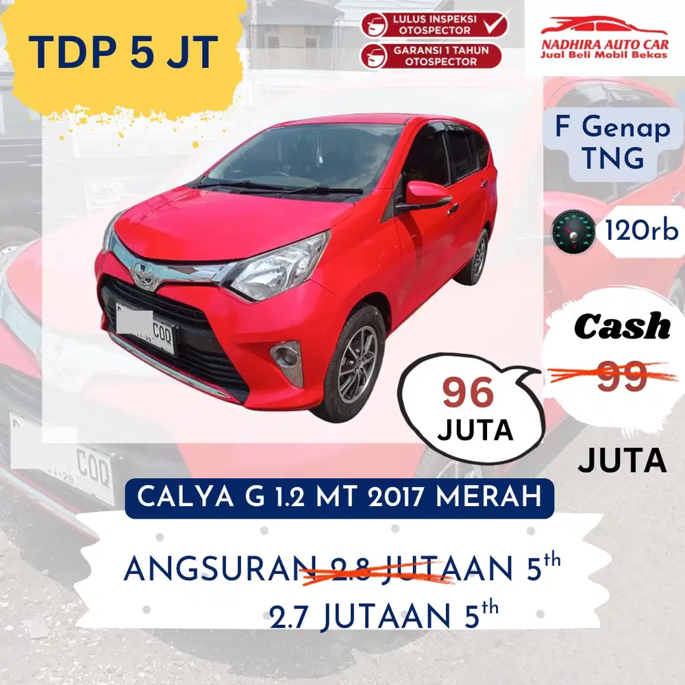 DP 5 Juta Aja Calya G 1.2 MT 2017 Merah