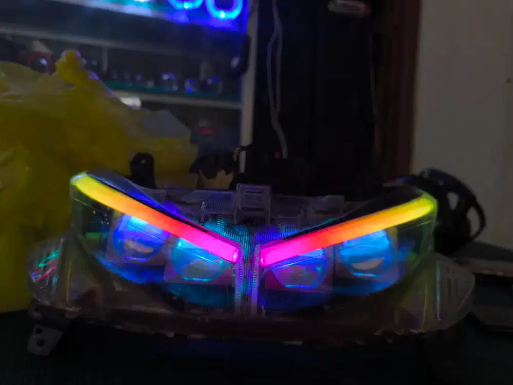 Headlamp Custom Aerox Old Double Projector Laser RGB (Plug & Play)