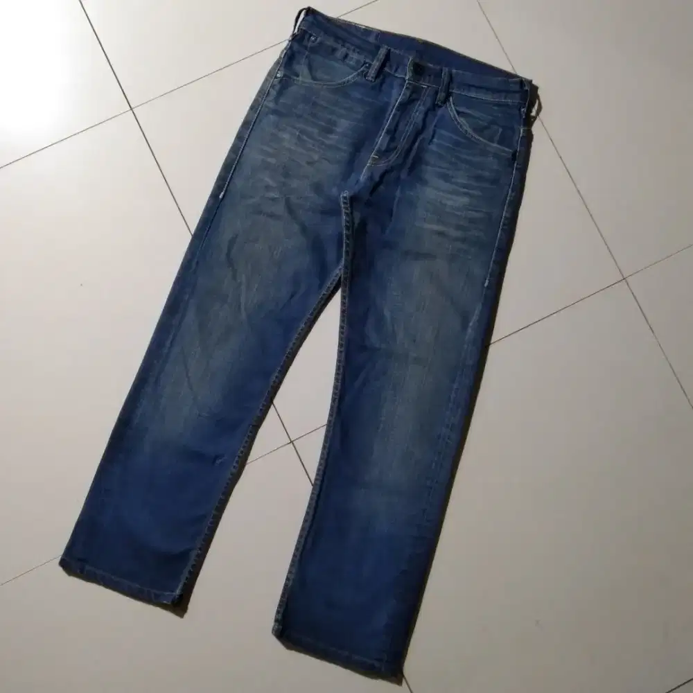 Celana Jeans Levi's Men's Blue Denim Washed Original