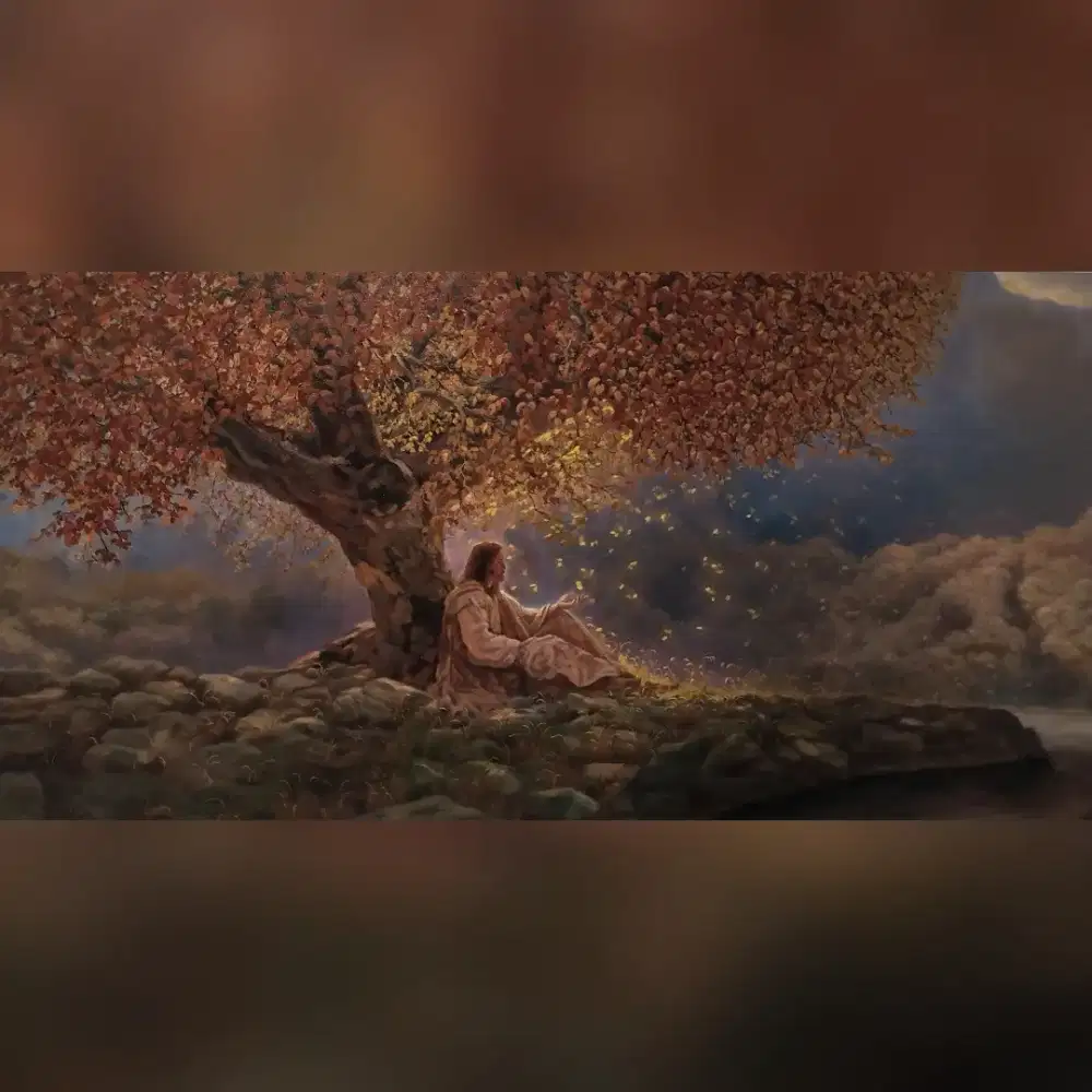 Sacred Prayer Lukisan Yesus Kristus cat akrilik