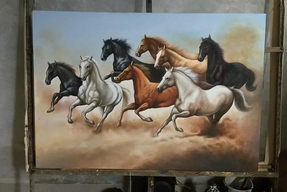 Dijual lukisan kanvas kuda 90x130 cm