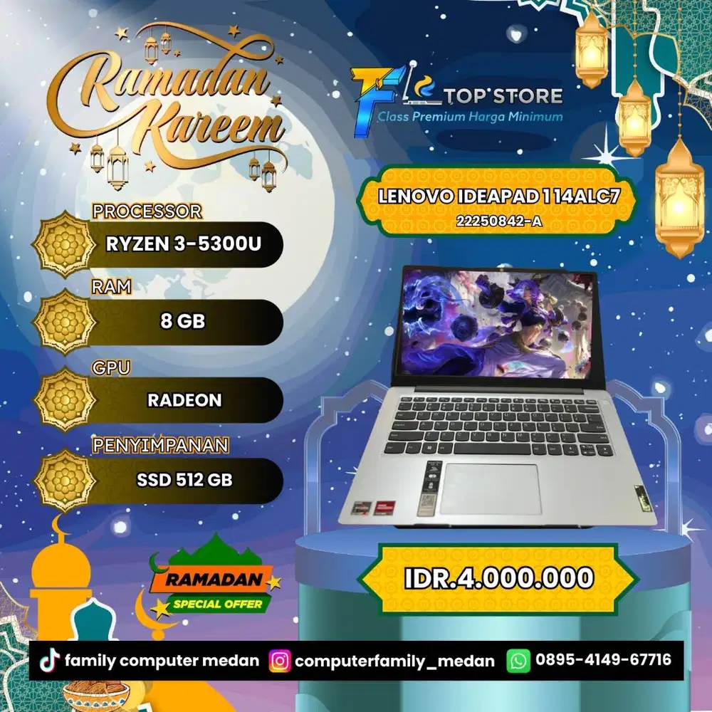 LENOVO IDEAPAD 1 14ALC7 AMD RYZEN 3-5300U SSD 512/8GB