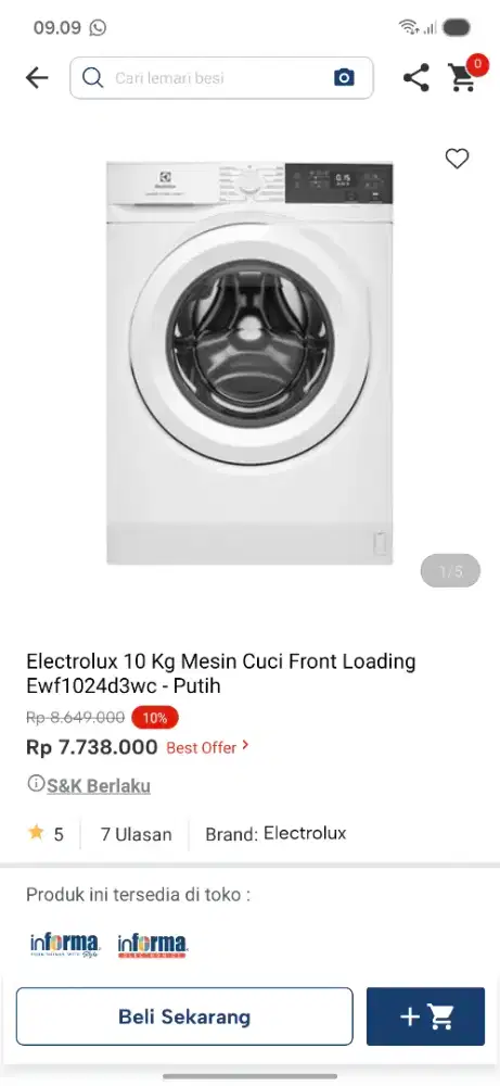 Ready stok mesin cuci kapasitas 10kg