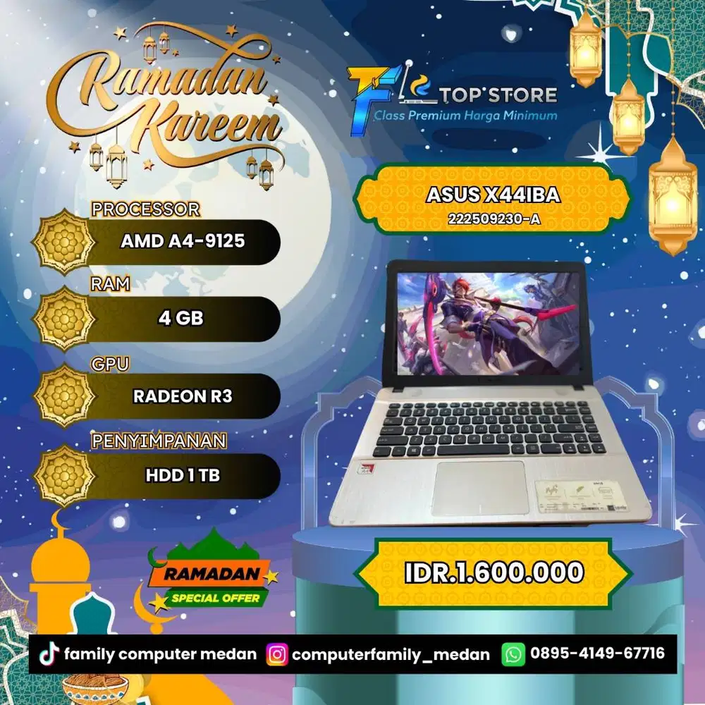 ASUS X44IBA AMD A4-9125 RADEON R3 HDD 1TB/4GB