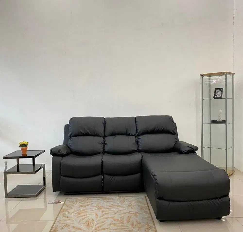 Jual baru sofa sudut L bahan kulit sintetis